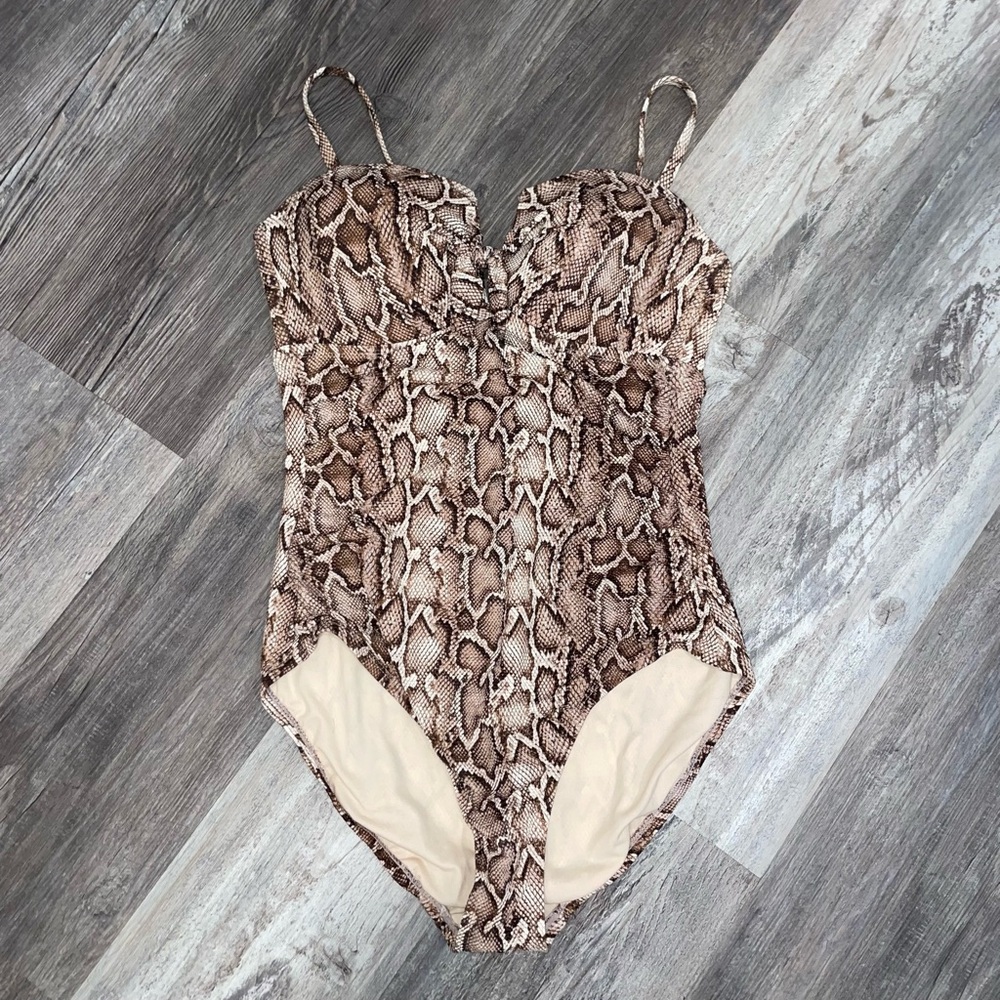Kona Sol Beige and Brown Swimsuit